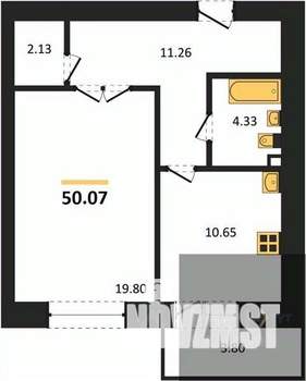 1-к квартира, вторичка, 50м2, 5/14 этаж