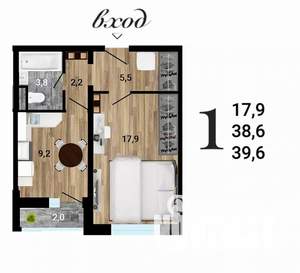 1-к квартира, строящийся дом, 40м2, 13/15 этаж