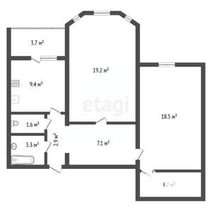 2-к квартира, вторичка, 69м2, 8/18 этаж