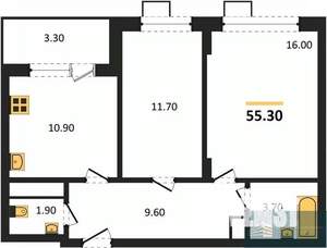 2-к квартира, вторичка, 56м2, 12/13 этаж