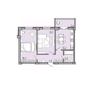 2-к квартира, вторичка, 60м2, 13/15 этаж