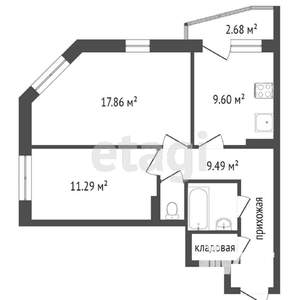 2-к квартира, вторичка, 73м2, 8/17 этаж