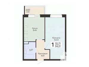 1-к квартира, вторичка, 34м2, 5/18 этаж