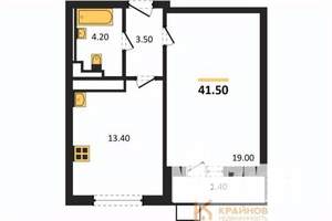 1-к квартира, вторичка, 42м2, 6/17 этаж