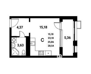 Студия квартира, строящийся дом, 26м2, 6/21 этаж