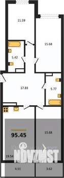 3-к квартира, вторичка, 95м2, 5/18 этаж