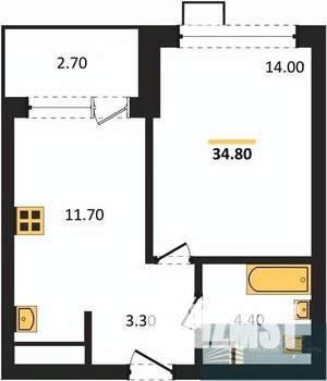 1-к квартира, вторичка, 35м2, 10/11 этаж