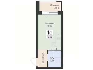 Студия квартира, вторичка, 17м2, 4/15 этаж