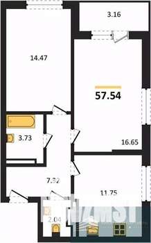 2-к квартира, вторичка, 58м2, 17/24 этаж