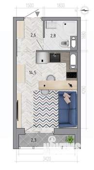 Студия квартира, вторичка, 21м2, 10/18 этаж