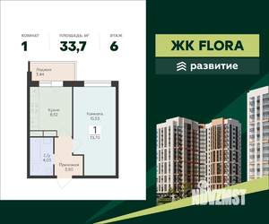 1-к квартира, вторичка, 34м2, 6/15 этаж