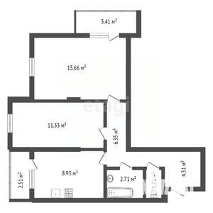 2-к квартира, сданный дом, 50м2, 9/19 этаж