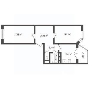 2-к квартира, вторичка, 60м2, 1/25 этаж