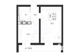 1-к квартира, вторичка, 40м2, 5/17 этаж
