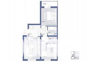 2-к квартира, вторичка, 56м2, 13/17 этаж