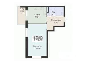 1-к квартира, вторичка, 40м2, 15/20 этаж