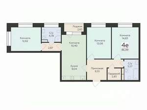 4-к квартира, вторичка, 87м2, 13/24 этаж