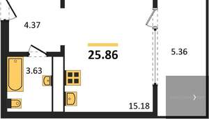 Студия квартира, вторичка, 26м2, 4/21 этаж