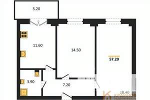 2-к квартира, вторичка, 57м2, 8/15 этаж
