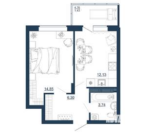 1-к квартира, вторичка, 38м2, 12/18 этаж