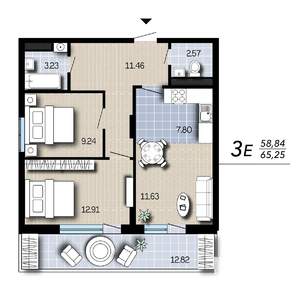 3-к квартира, вторичка, 65м2, 5/16 этаж