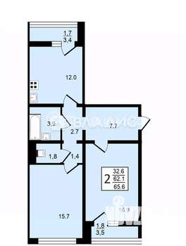 2-к квартира, вторичка, 66м2, 13/20 этаж