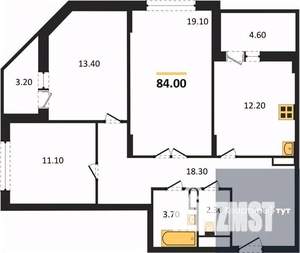 3-к квартира, вторичка, 84м2, 13/25 этаж