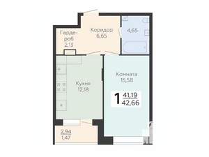 1-к квартира, вторичка, 43м2, 2/24 этаж