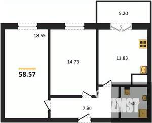 2-к квартира, вторичка, 59м2, 10/15 этаж