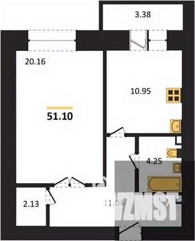 1-к квартира, вторичка, 51м2, 13/16 этаж