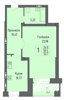 1-к квартира, строящийся дом, 53м2, 8/16 этаж