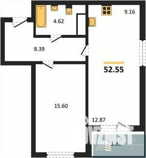 1-к квартира, вторичка, 53м2, 15/18 этаж
