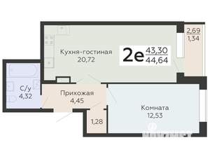2-к квартира, вторичка, 45м2, 9/20 этаж