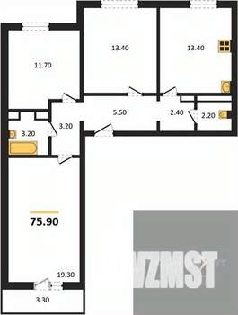 3-к квартира, вторичка, 76м2, 13/17 этаж