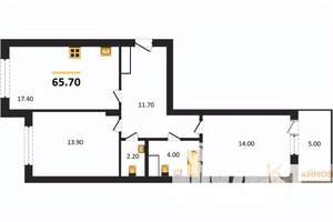 2-к квартира, вторичка, 66м2, 2/13 этаж
