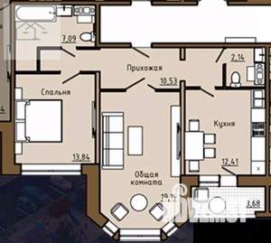 2-к квартира, вторичка, 70м2, 8/19 этаж