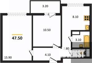 2-к квартира, вторичка, 48м2, 17/17 этаж
