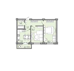 2-к квартира, вторичка, 55м2, 1/15 этаж