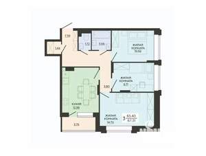 3-к квартира, вторичка, 67м2, 20/21 этаж