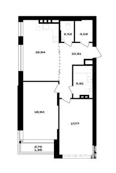 2-к квартира, вторичка, 80м2, 3/4 этаж