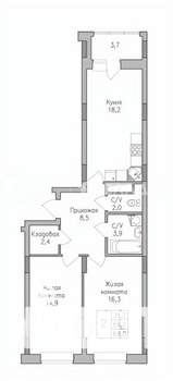 2-к квартира, строящийся дом, 66м2, 8/10 этаж