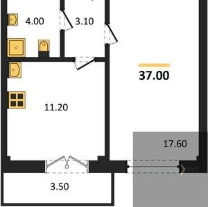 1-к квартира, вторичка, 37м2, 11/15 этаж