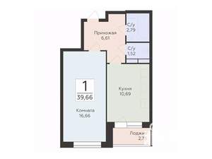 1-к квартира, вторичка, 40м2, 3/15 этаж