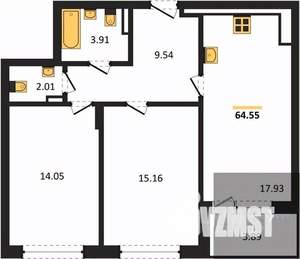 2-к квартира, вторичка, 65м2, 1/18 этаж