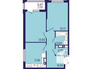 2-к квартира, вторичка, 55м2, 11/18 этаж