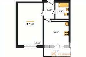 1-к квартира, сданный дом, 38м2, 16/17 этаж