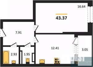 1-к квартира, вторичка, 43м2, 10/24 этаж