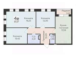 4-к квартира, вторичка, 81м2, 6/12 этаж