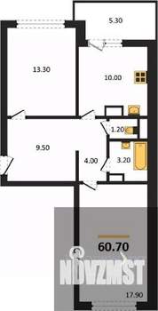 2-к квартира, вторичка, 61м2, 1/17 этаж