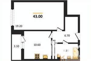 1-к квартира, вторичка, 43м2, 17/25 этаж
